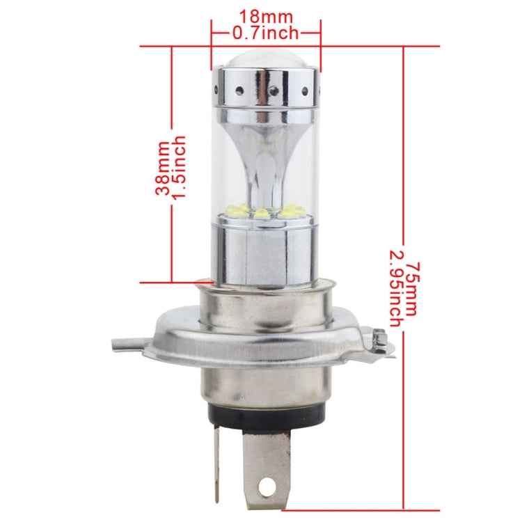 2 PCS H4 60W 1200 LM 6000K Car Fog Lights with 12 CREE XB-D LED Lamps, DC 12V