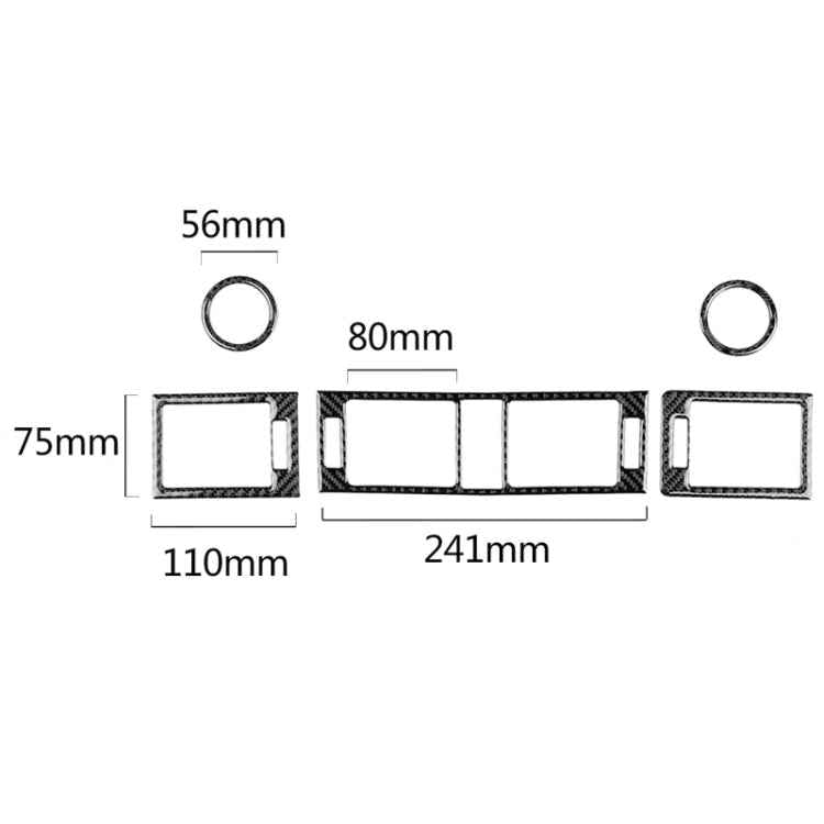 Car Carbon Fiber Air Outlet Ring + Intermediate Air Outlet + Side Air Outlet Panel Decorative Sticker for Mercedes-Benz W204 2007-2010