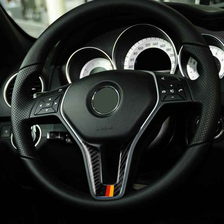 Car German Flag Carbon Fiber Steering Wheel Decorative Sticker for Mercedes-Benz, Steering Wheel (German Flag)