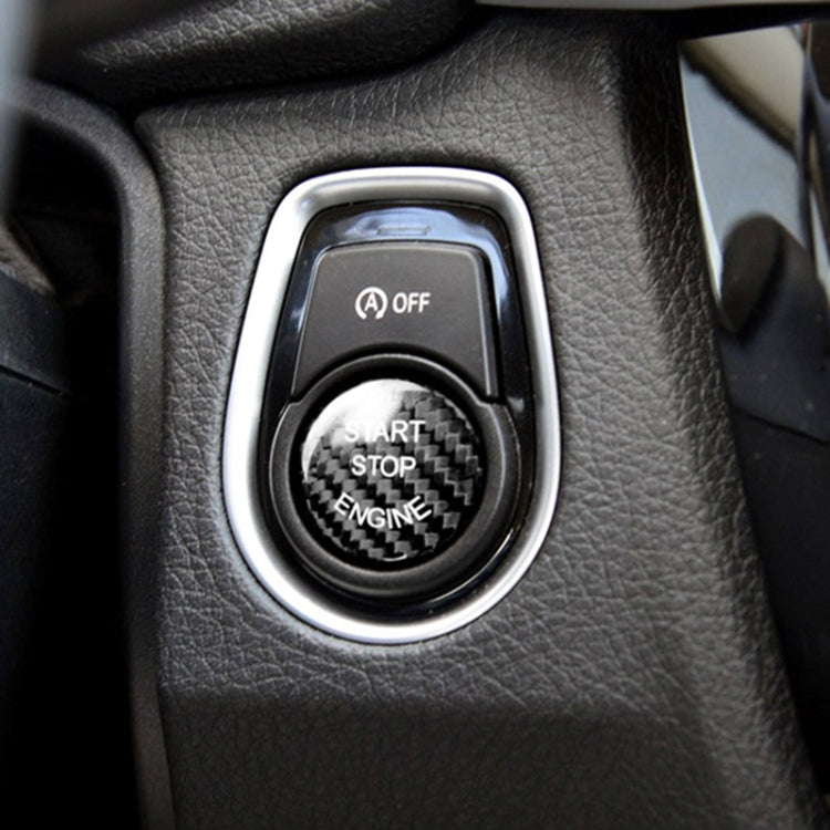 Car Carbon Fiber Engine Start Button Decoration Cover Trim for BMW E Chassis, For BMW E Chassis (Black)