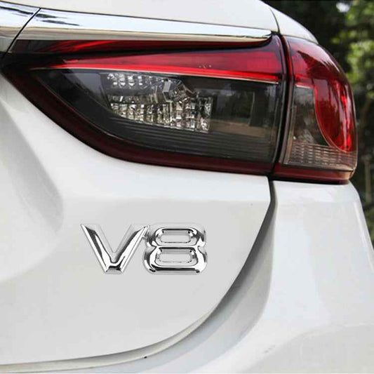 V8 Connect Shape Car Metal Body Decorative Sticker, Size : L
