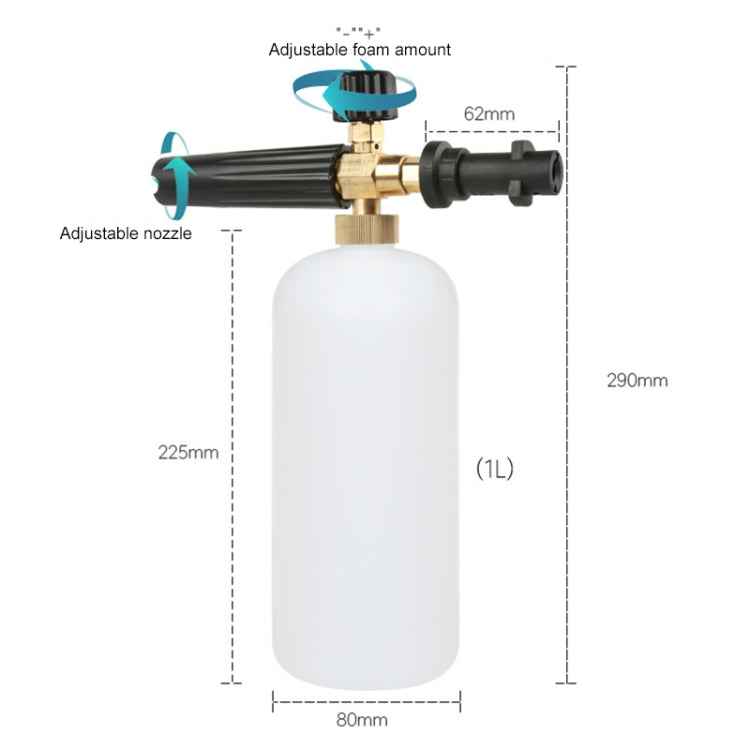 High Pressure Car Wash Foam Gun Soap Foamer Generator Water Sprayer Gun, Outer Wire: 18 x 1.5