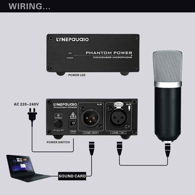 LINEPAUDIO A963 48V Pro Condenser Microphone Phantom Power Source