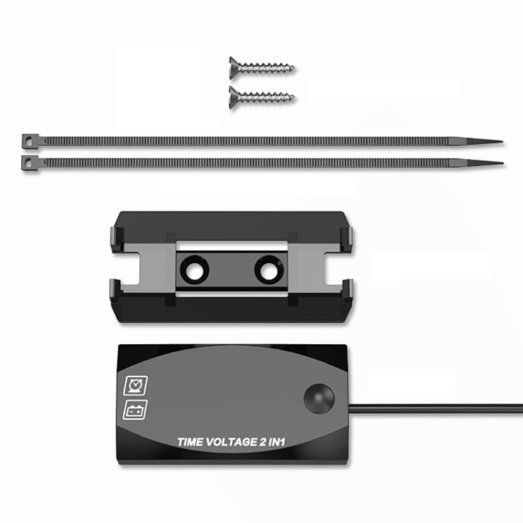 Motorcycle Multi-functional 2 in 1 Digital Display Voltmeter + Electronic Clock, 6-30V IP67