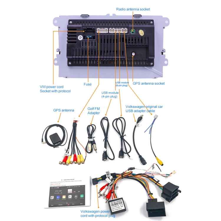 9093 HD 9 inch Car Android 8.1 Radio Receiver MP5 Player for Volkswagen, Support FM & Bluetooth & TF Card & GPS & WiFi with Decoding