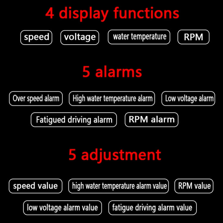 A200 OBD2 3.5 inch Vehicle-mounted Head Up Display Security System, Support Car Speed / Engine Revolving Speed Display / Water Temperature / Voltage