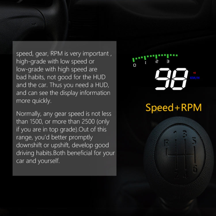 A900 OBD2 3.5 inch Vehicle-mounted Head Up Display Security System, Support Car Speed / Engine Revolving Speed Display / Water Temperature / Voltage / Driving Mileage