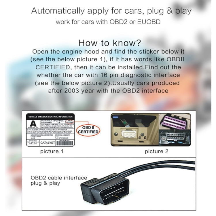 T100 OBD2 4 inch Vehicle-mounted Head Up Display Security System, Support Car Speed / Engine Revolving Speed Display / Instantaneous Fuel Consumption / Detection and Elimination Fault Code
