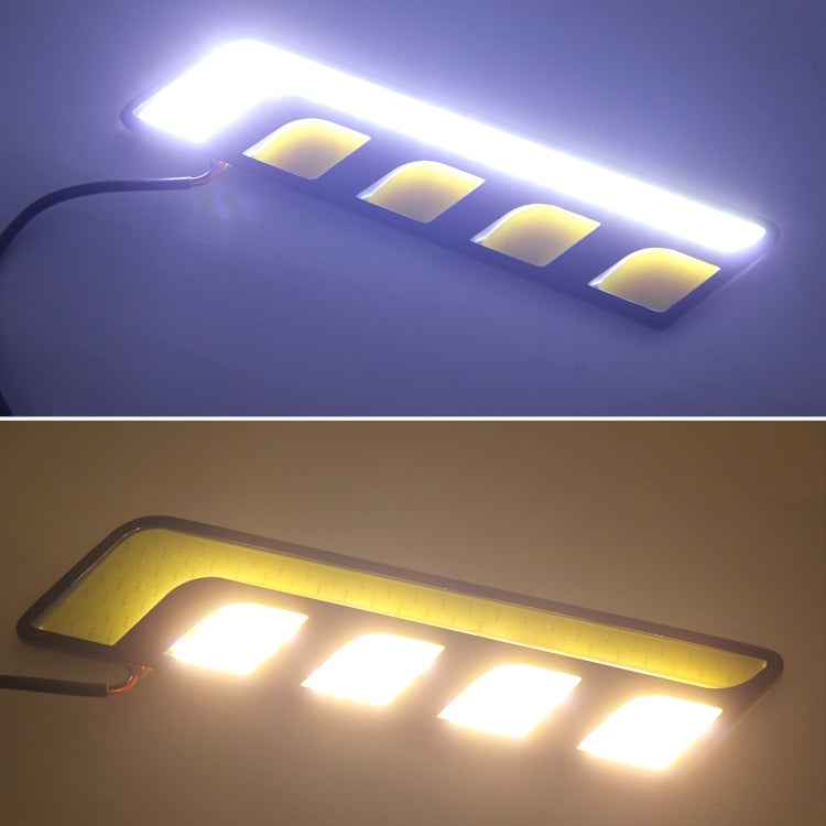 2 PCS DC 12V 10W 800LM 5500K Car DRL Daytime Running Lights Lamp,Cable Length:25cm(White Light + Yellow Light)