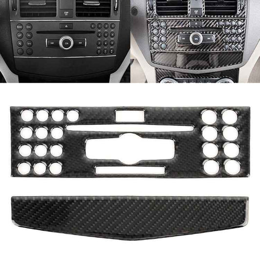 2 PCS Car CD Adjustment Frame Carbon Fiber Decorative Sticker for Mercedes-Benz W204 2007-2010, CD Adjustment Frame (A)
