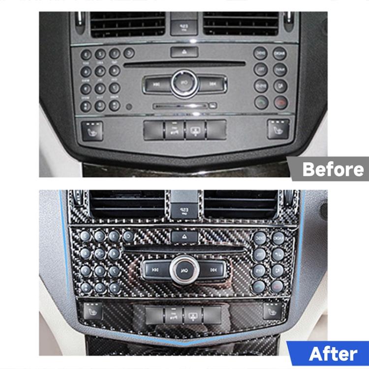 2 PCS Car CD Adjustment Frame Carbon Fiber Decorative Sticker for Mercedes-Benz W204 2007-2010, Right Driving, CD Adjustment Frame (C), Right Driving