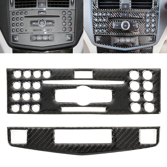 2 PCS Car CD Adjustment Frame Carbon Fiber Decorative Sticker for Mercedes-Benz W204 2007-2010, Right Driving, CD Adjustment Frame (C), Right Driving