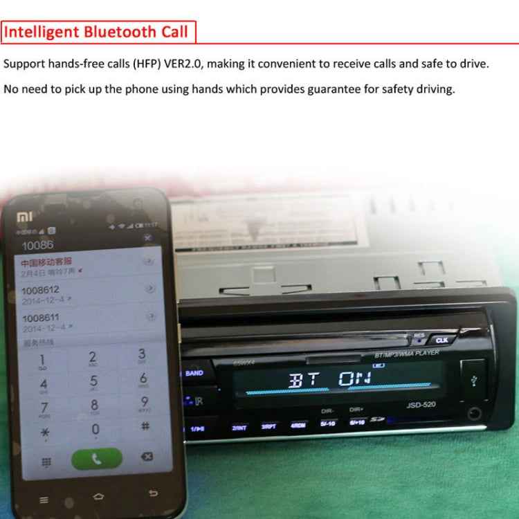 JSD-520 Car Stereo Radio MP3 Audio Player Support Bluetooth Hand-free Calling / FM / USB / SD, Ordinary Version