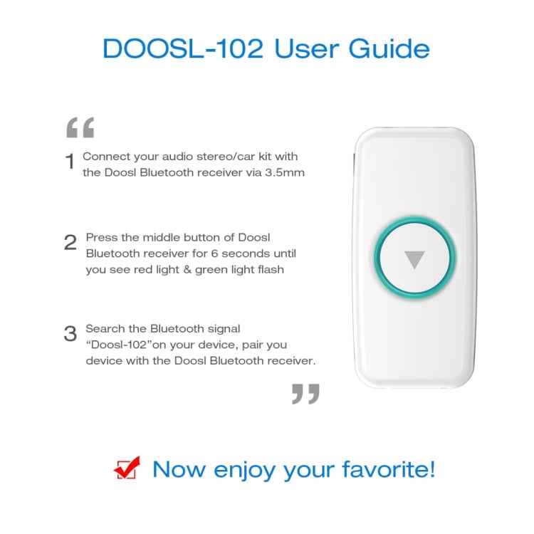 Doosl DSER102 Mini Car Bluetooth Wireless Music Receiver with 3.5mm Stereo Input Jack