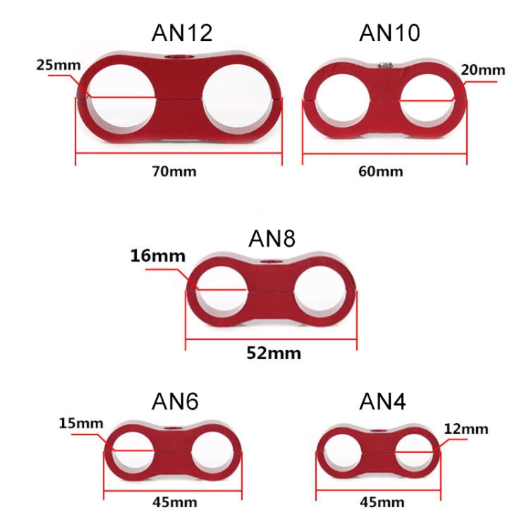 AN4 Automotive 2-hole High Pressure Tubing Fixing Clip Car Tubing Clamp Aluminum Alloy Clip Tubing Separator, Random Color Delivery