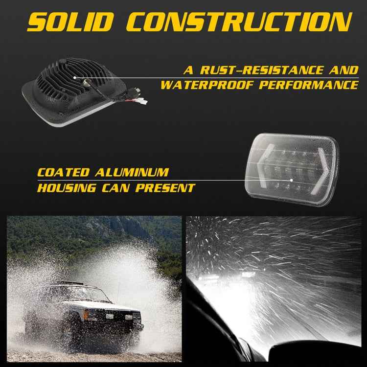 7 inch H4 DC 9V-30V 3000LM 6000K 30W IP67 8LED Lamp Beads Car Square Shape LED Headlight Lamps for Jeep Wrangler