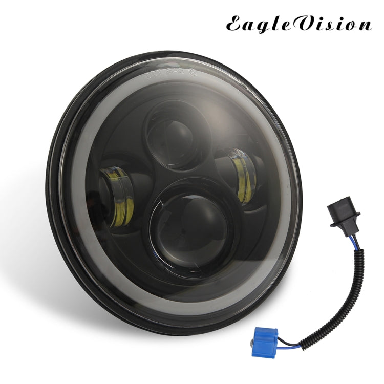 7 inch H4 / H13 DC 9V-30V 3000LM 6000K 30W IP67 4LED Lamp Beads Car Round Shape LED Headlight Lamps for Jeep Wrangler / Harley, with Angel Eye