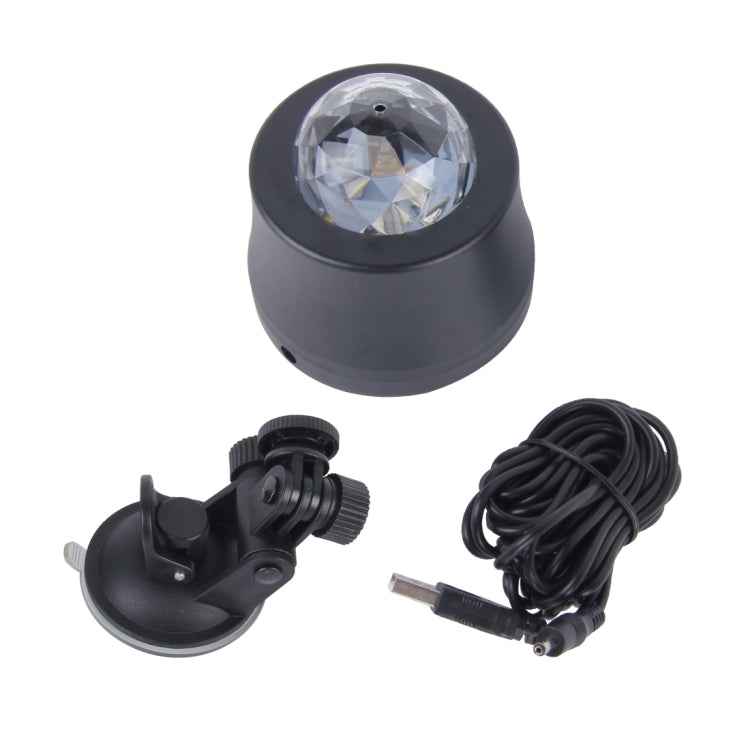 5V 6W Colorful Car Decoration DJ Light Sound Activated Rotating Strobe Effect Atmosphere Light Star Music Light Lamp with 6 RGB LED Lights, Cable Length:4m