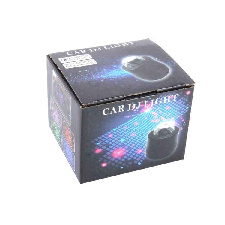 5V 6W Colorful Car Decoration DJ Light Sound Activated Rotating Strobe Effect Atmosphere Light Star Music Light Lamp with 6 RGB LED Lights, Cable Length:4m