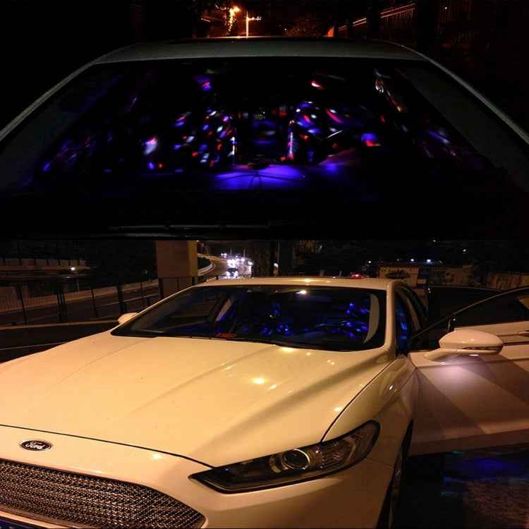 5V 6W Colorful Car Decoration DJ Light Sound Activated Rotating Strobe Effect Atmosphere Light Star Music Light Lamp with 6 RGB LED Lights, Cable Length:4m