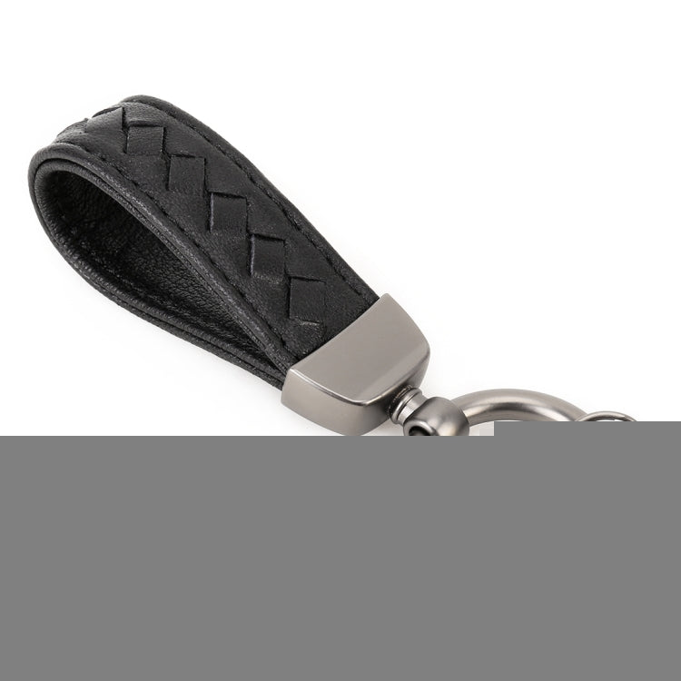 Car Metal + Braided Leather Key Ring Keychain