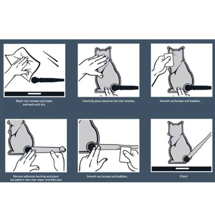 Vehicle Car Rear Windshield Window Wiper Reflective Self-Adhesive Cat Moving Tail Vinyl Decal Sticker