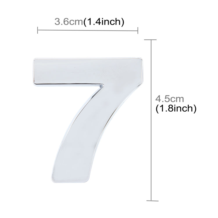 Car Vehicle Badge Emblem 3D Number One Self-adhesive Sticker Decal, Size: 3.6*4.5*0.5cm, 7, 8, 1, 2, 3, 4, 5, 6