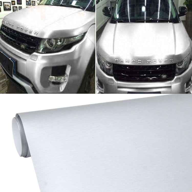 1.52 * 0.5m Waterproof PVC Wire Drawing Brushed Chrome Vinyl Wrap Car Sticker Automobile Ice Film Stickers Car Styling Matte Brushed Car Wrap Vinyl Film