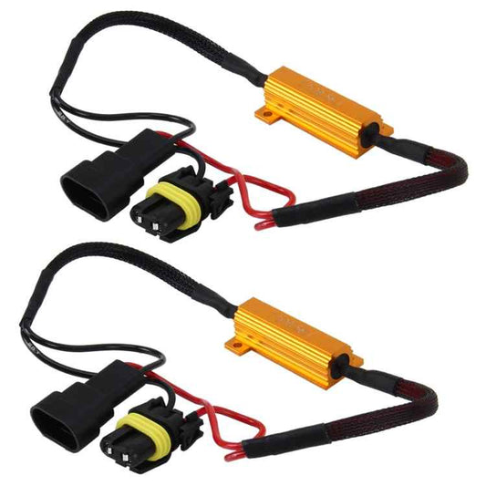 2 PCS 9005 Car Canbus Error Canceller Decoder Load Resistor LED 50W 8 Ohm No Blinking Decoder Heat Resistance Aluminum Case Heat Sink High Power Metal Shell Resistance