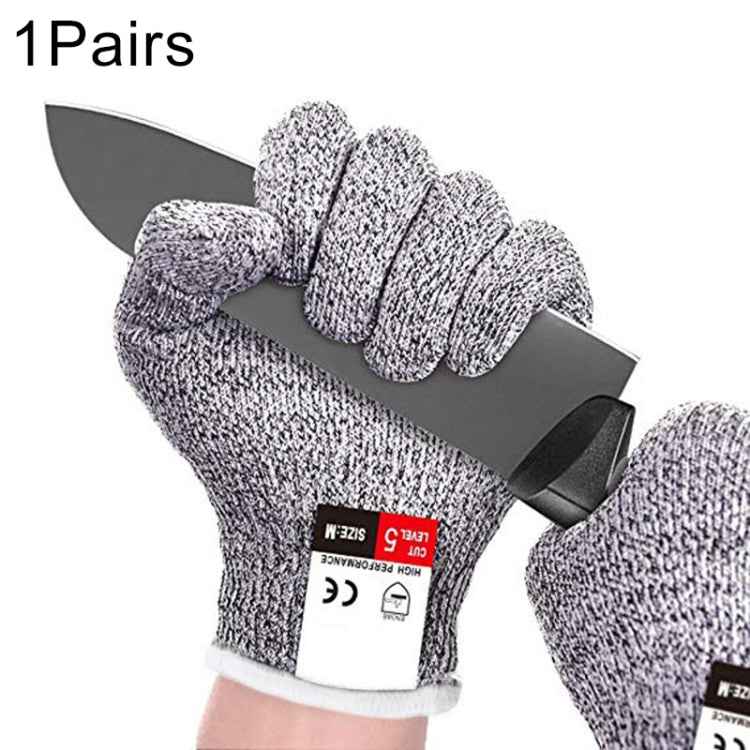 A Pair Cut-resistant Gardening Gloves HPPE Food-grade 5-Level Anti-cutting Anti-wear Safety Working Gloves, Size: M, Length: 22cm