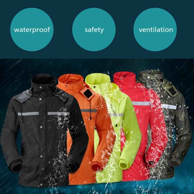 Durable Reflective Motorcycle Split Raincoat Pants Riding Bicycle Electric Bike Windproof Waterproof Rain Wear for Adult, Size: M(Black)