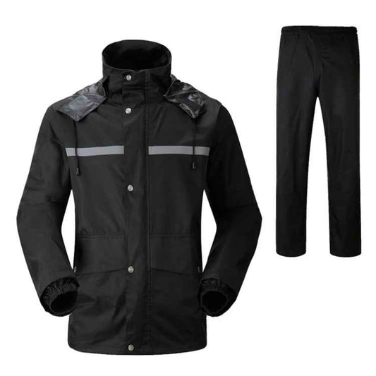 Durable Reflective Motorcycle Split Raincoat Pants Riding Bicycle Electric Bike Windproof Waterproof Rain Wear for Adult, Size: L(Black)