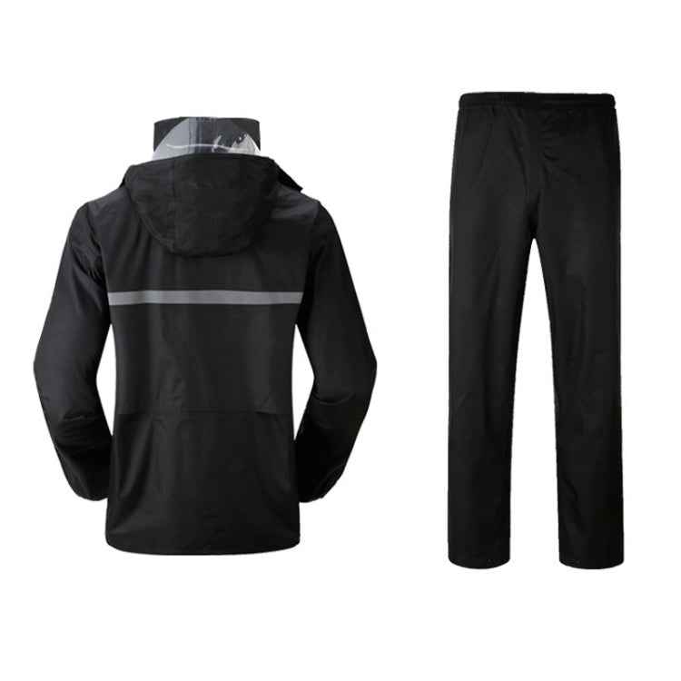 Durable Reflective Motorcycle Split Raincoat Pants Riding Bicycle Electric Bike Windproof Waterproof Rain Wear for Adult, Size: L(Black)