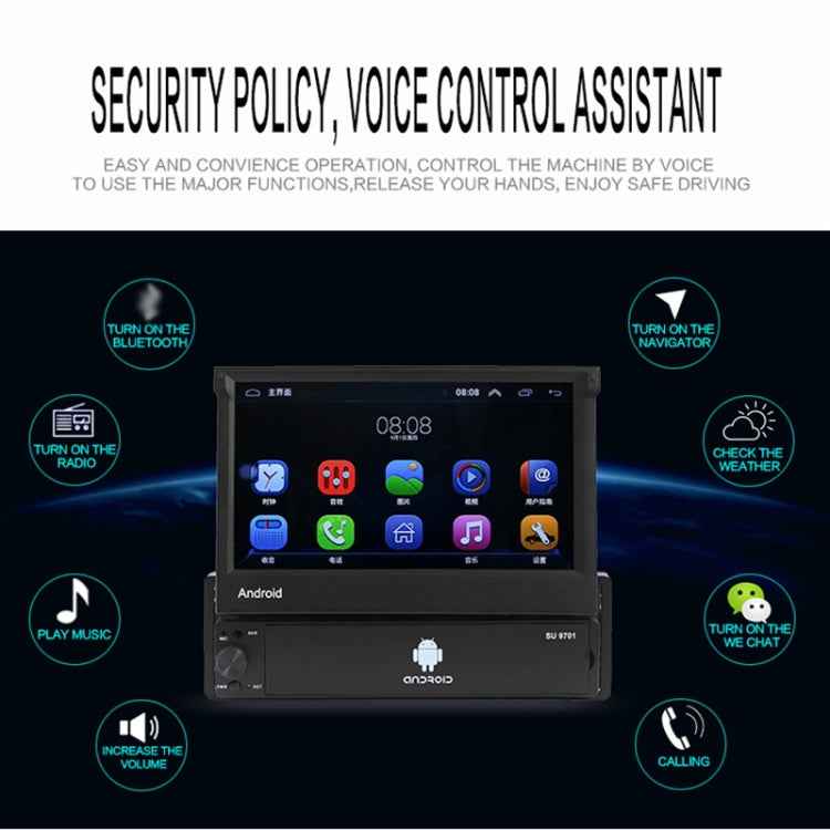 SU 9701 1GB+32GB 7 inch HD Foldable Universal Car Android Radio Receiver MP5 Player, Support FM & Bluetooth & TF Card & GPS & Phone Link & WiFi