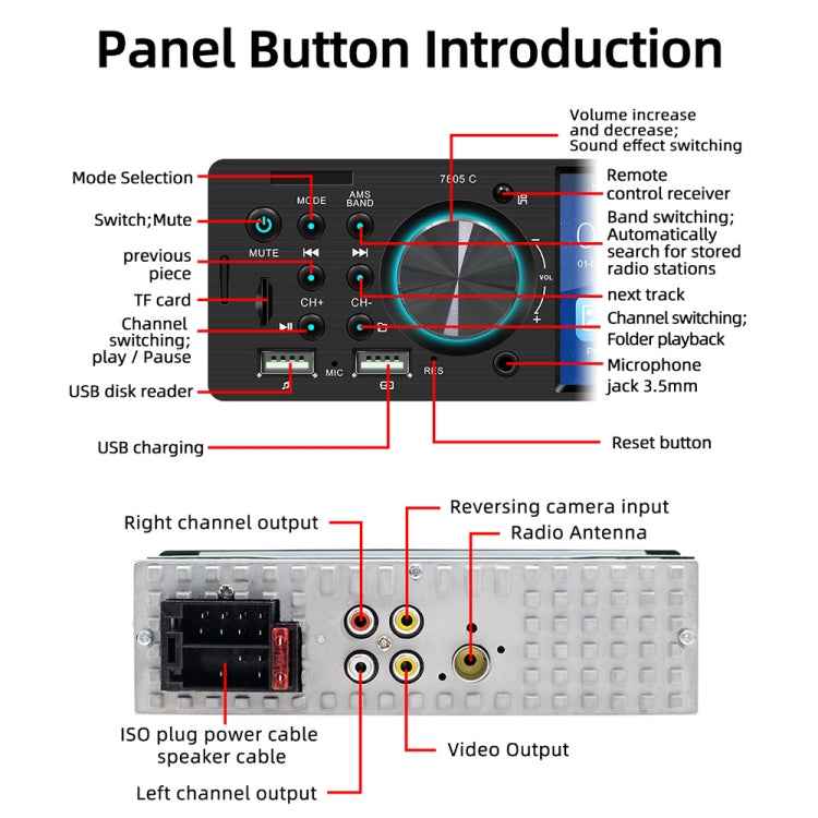 SWM-7805C 4.1 inch Touch Screen Universal Car Radio Receiver MP5 Player, Support FM & Bluetooth & TF Card with Remote Control