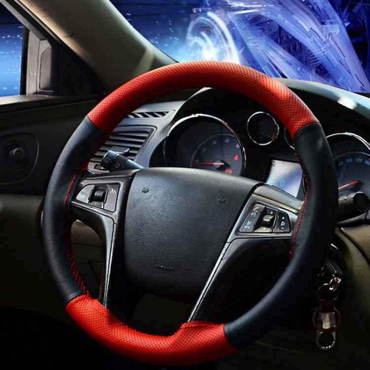 Four Seasons Genuine Leather Hand-stitched Car Adaptation Steering Wheel Cover