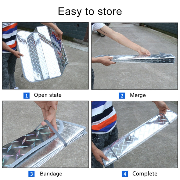 Sun Shade Three Compartments Car Windshield Visor Cover Block Front Window Sunshade UV Protect, Size: 140 x 70cm
