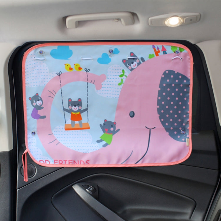 Car Large Rear Window Sunscreen Insulation Window Sunshade Cover, Size: 70*50cm, Zoo, Three Little eagles, Pink Elephant, Little Fox, Underwater World, Deer, Good Friend, Bear, Yellow Penguin, Happy Elephant, Happy Forest, Spectacle Bear, Snow Bear    ...