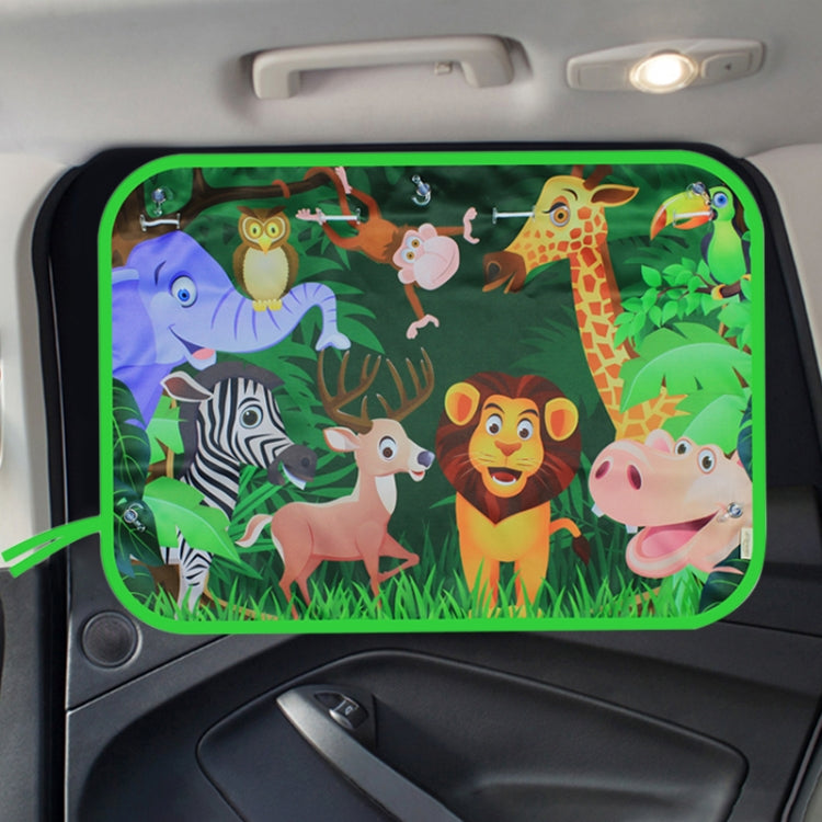 Car Large Rear Window Sunscreen Insulation Window Sunshade Cover, Size: 70*50cm, Three Pony, Zoo, Three Little eagles, Pink Elephant, Little Fox, Underwater World, Deer, Good Friend, Bear, Yellow Penguin, Happy Elephant, Happy Forest, Spectacle Bear   ...