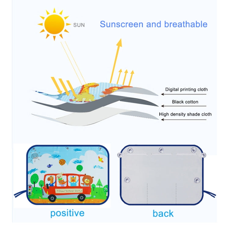 Car Large Rear Window Sunscreen Insulation Window Sunshade Cover, Size: 70*50cm, Mustache, Rocket, Little Pirate, Small Cloud, Camping, Happy Time, Pink Bus, Happy School Bus, Magic World, Moon Baby, Waterpark, House