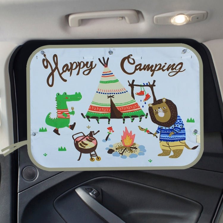 Car Large Rear Window Sunscreen Insulation Window Sunshade Cover, Size: 70*50cm, Mustache, Rocket, Little Pirate, Small Cloud, Camping, Happy Time, Pink Bus, Happy School Bus, Magic World, Moon Baby, Waterpark, House