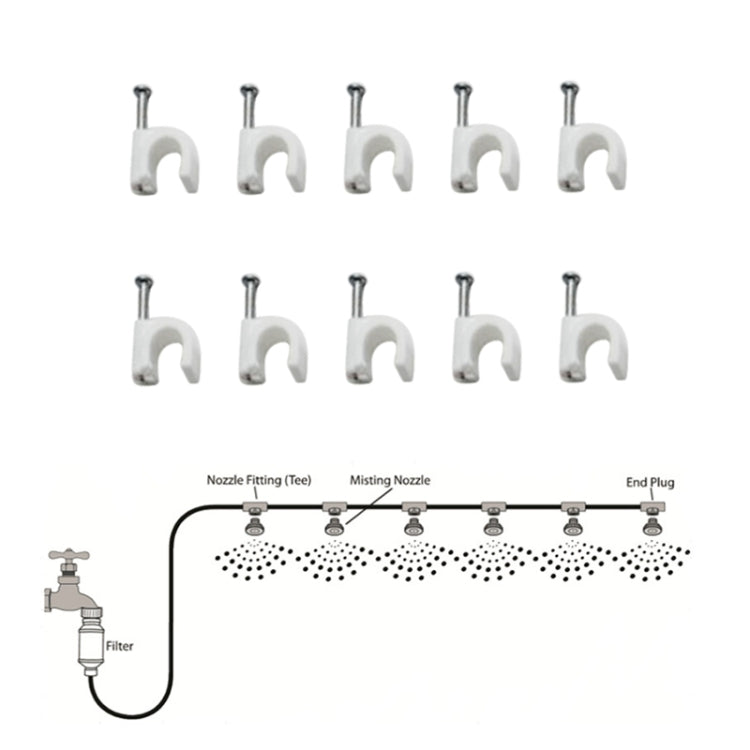 Outdoor Lawn Garden PE Mist Watering Line Misting Cooling System with 6 x Mist Nozzles, Length: 6m