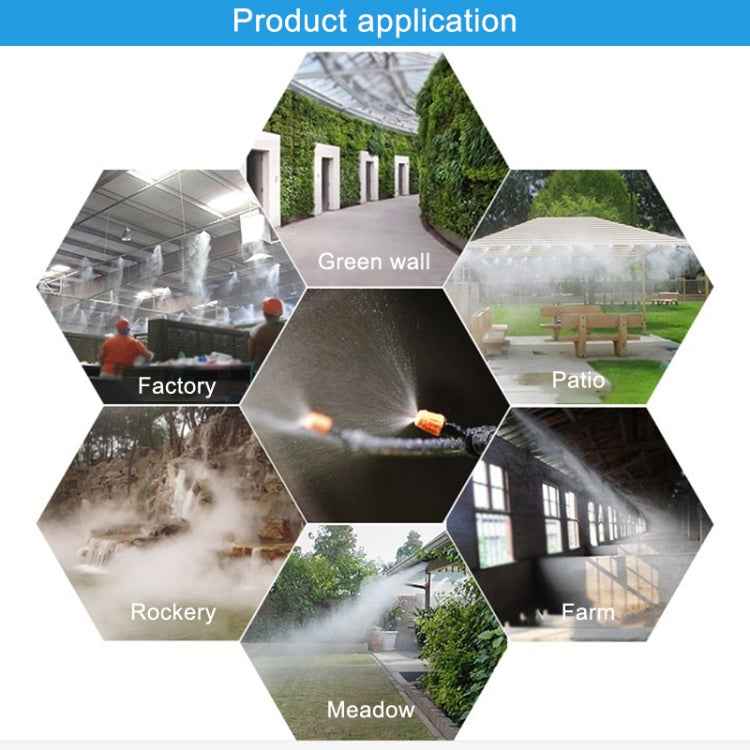 Outdoor Lawn Garden PE Hose Mist Watering Line Misting Cooling System with 16 x Mist Nozzles, Length: 12m