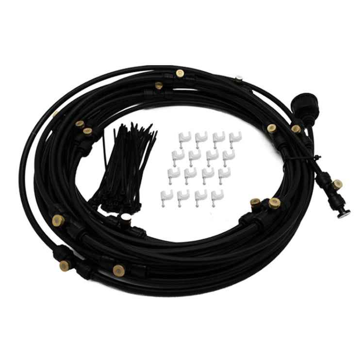Outdoor Lawn Garden PE Hose Mist Watering Line Misting Cooling System with 21 x Mist Nozzles, Length: 15m