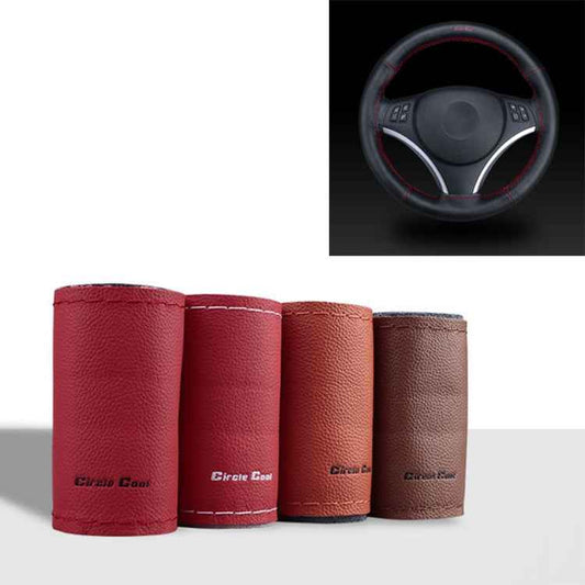 Car Universal Genuine Leather Hand-stitched Steering Wheel Cover