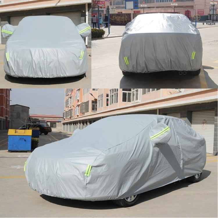 Outdoor Universal Anti-Dust Sunproof 3-Compartment Sedan Car Cover with Warning Strips