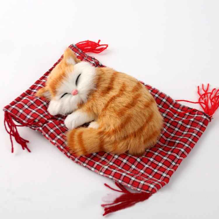 Lovely Simulation Animal Doll Plush Sleeping Cats Toy Cat Mat Doll Decorations Stuffed Toys Car Decoration Crafts, Mat Size: 19*13cm, Cat Size: 14*11cm