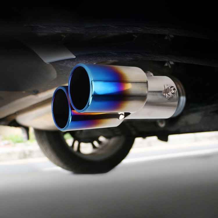 Universal Car Styling Stainless Steel Straight Double Outlets Exhaust Tail Muffler Tip Pipe