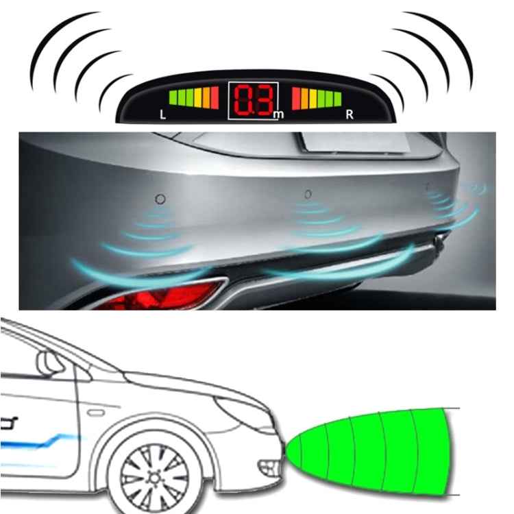 Car Buzzer Reverse Backup Radar System - Premium Quality 4 Parking Sensors Car Reverse Backup Radar System with LCD Display