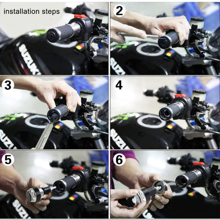 Pair Motorcycle Turn Signal Light Grip Bar Plug Strobe Side Marker End LED Handlebar Lamp, Red Light